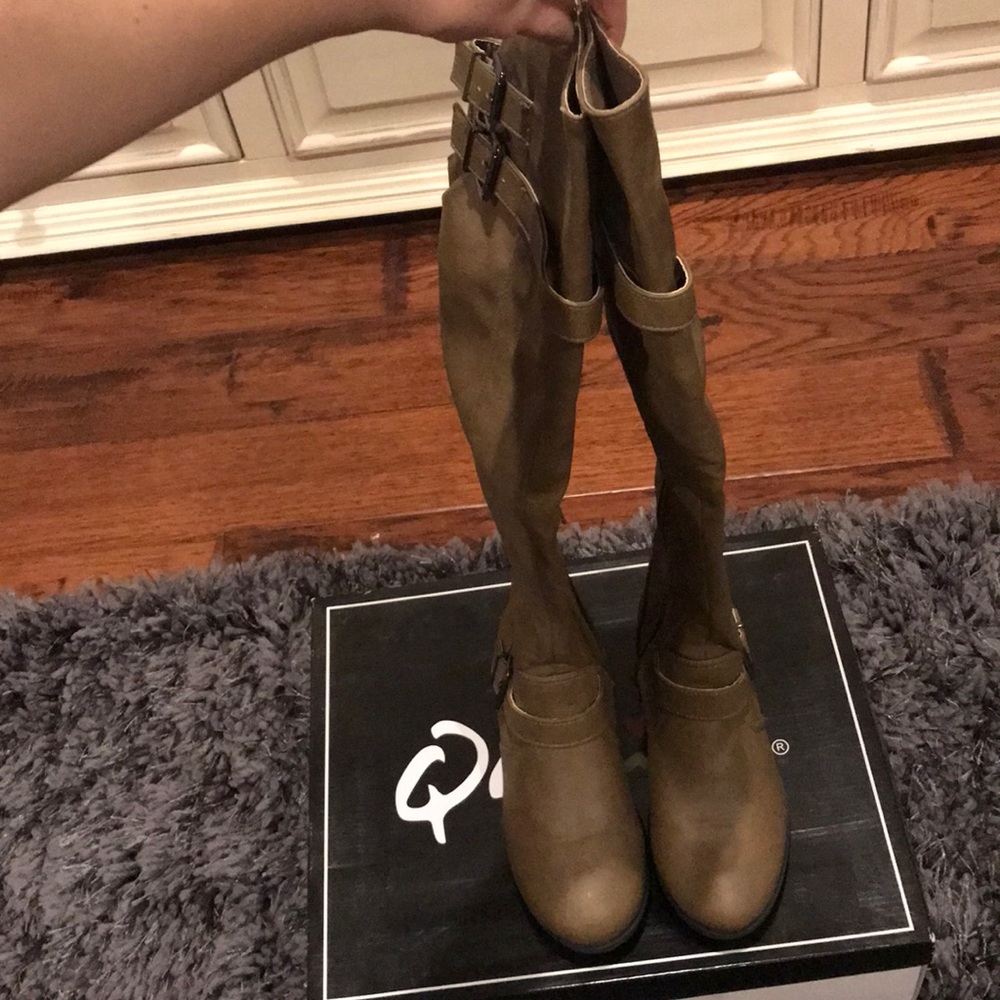 Tan knee high boots